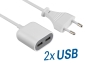 Preview: USB Ladegerät mit 1,5 m Netzkabel - 2x USB - 2,4 A