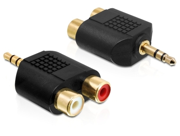 Adapter Klinke 3,5 2x Cinch RCA Buchse Kupplung vergoldet