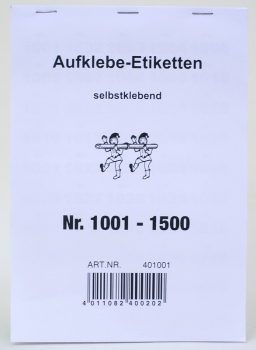 Aufklebenummern für Verlosung, Tombola