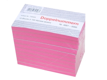 Doppelnummern,Block,Nummernblock