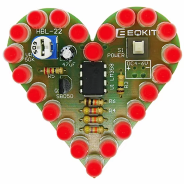 Bausatz,Herz,LED,Platine,Elektronik,rot,IC,DIY,Kit,Heart