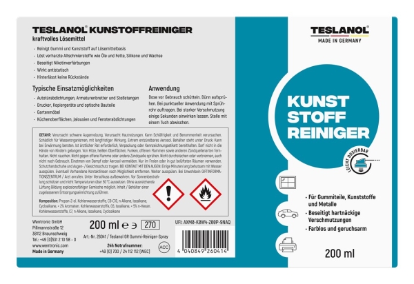 Teslanol Gummi- & Kunststoffreiniger-Spray - 200 ml