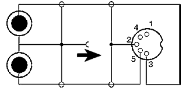 Adapterkabel Cinch DIN 5-polig Massedraht