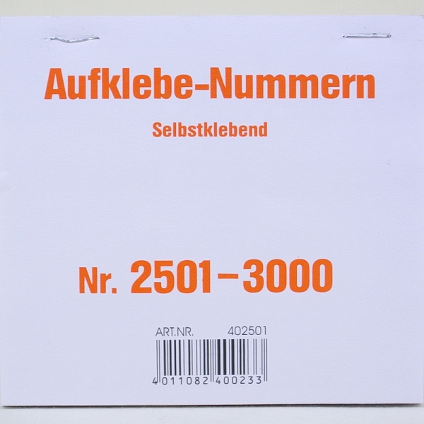 Aufklebenummern für Verlosung, Tombola