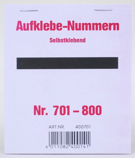 Aufklebenummern für Verlosung, Tombola