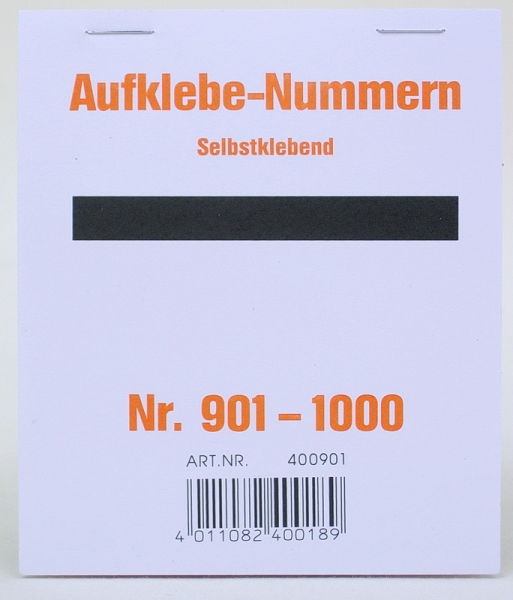 Aufklebenummern für Verlosung, Tombola