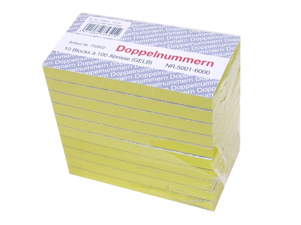 Doppelnummern,Block,Nummernblock