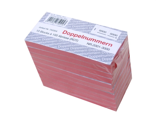 Doppelnummern,Block,Nummernblock