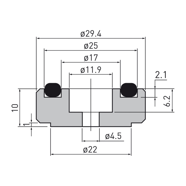 Gerätefüsse Aluminium schwarz midi