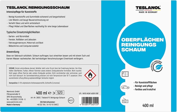 Teslanol Oberflächen Reinigungs Schaum