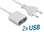 USB Ladegerät mit 1,5 m Netzkabel - 2x USB - 2,4 A